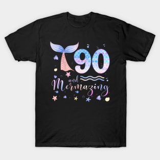 90th Birthday Mermaid Mermazing 90 Years Old Bday T-Shirt